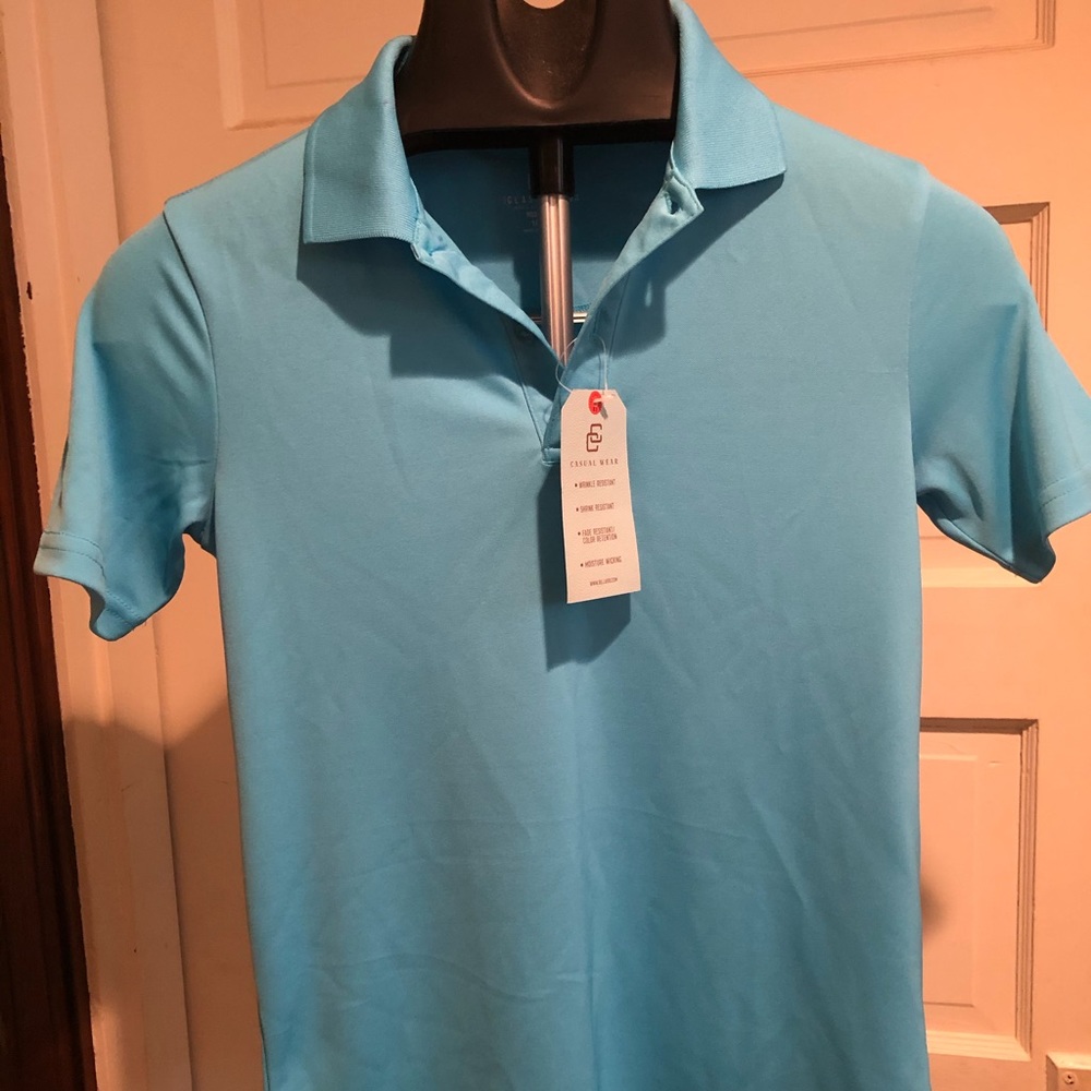 Short sleeve sky blue polo, breathable fabric